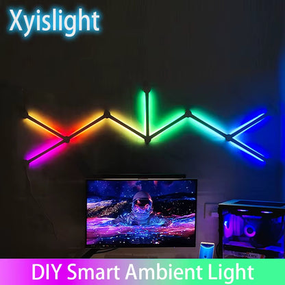 Splicing Light DIY Atmosphere Light RGB Smart Wall Light Voice Control Lamp for Esports Room Bedroom Bar Decoration Night Light